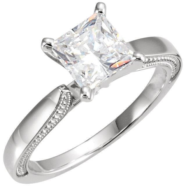 1.50 Carats Vintage Style Real Princess Diamond Solitaire Ring - Solitaire Ring-harrychadent.ca
