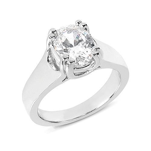 1.50 Ct. Oval Cut Genuine Diamond Solitaire Ring White Gold