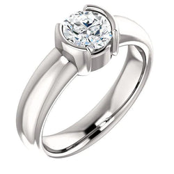 1.50 Ct. Sparkling Round Real Natural Earth Mined Diamond Half Bezel Solitaire Ring