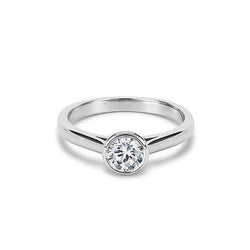 1.50 Ct Bezel Set Sparkling Round Cut Real Diamond Solitaire Ring