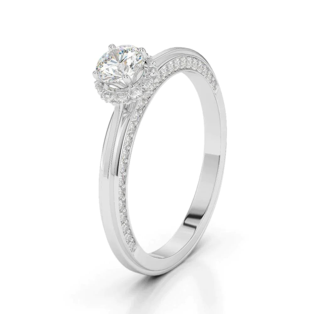 1.50 Ct Hidden Halo Real Diamond Engagement Ring Accented White Gold 14K