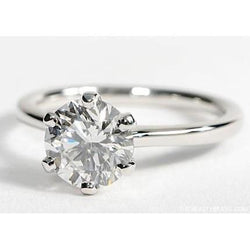 1.50 Ct Prong Set Round Cut Solitaire Genuine Natural Earth Mined Diamond Wedding Ring White Gold