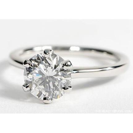 1.50 Ct Prong Set Round Cut Solitaire Genuine Diamond Wedding Ring White Gold