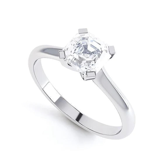 1.50 Ct Solitaire Asscher Natural Diamond Engagement Ring White Gold 14K