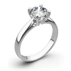 1.50 Ct Solitaire Round Cut Real Diamond Wedding Ring 4 Prongs Gold 14K