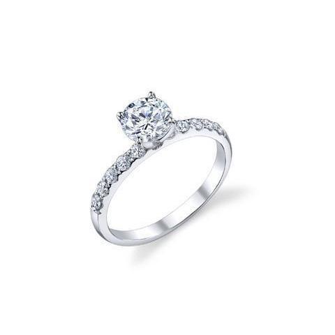 1.50 Ct Solitaire With Accent Natural Diamonds Engagement Ring 14K White Gold