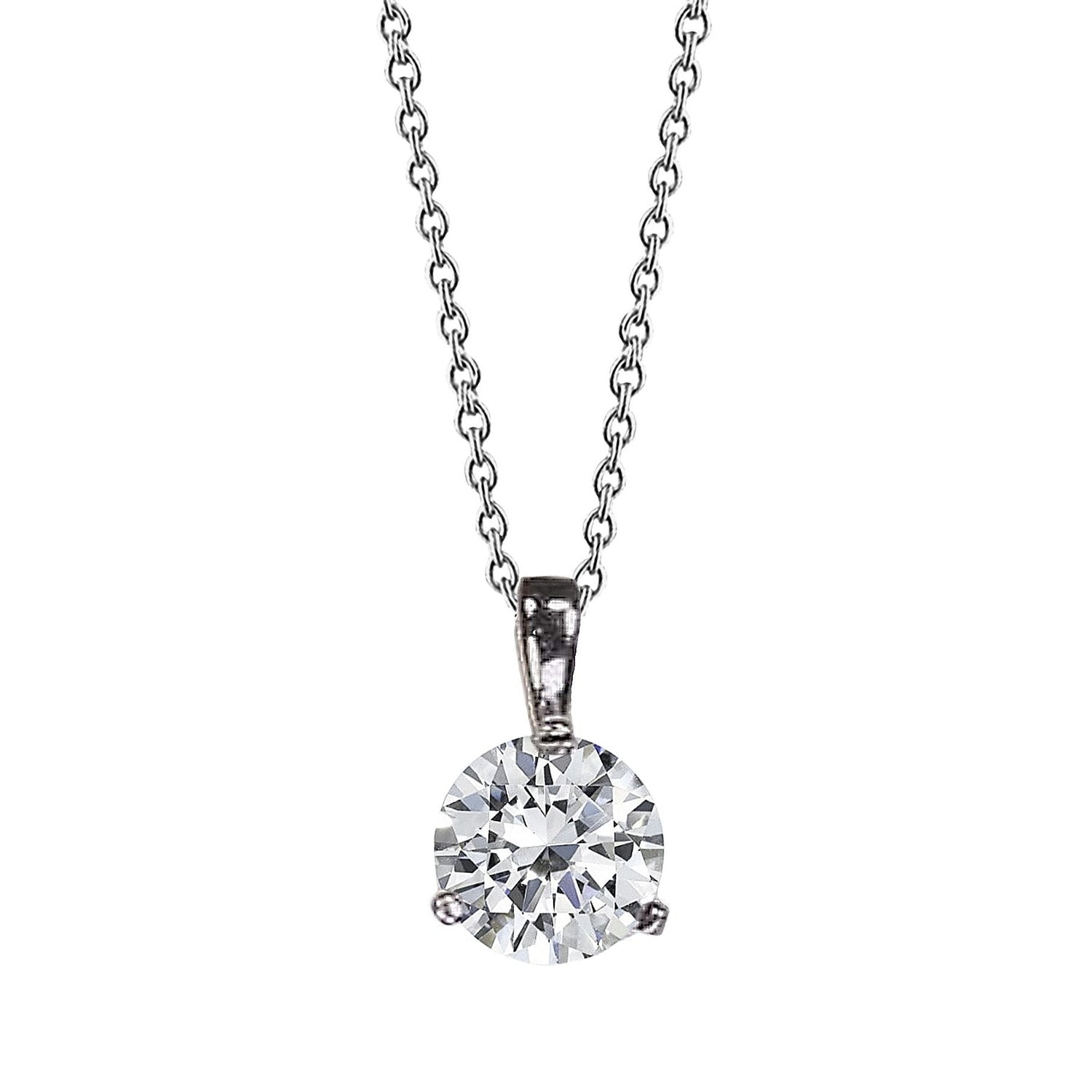 1.50 Round Natural Diamond Necklace Pendant White Gold 14K