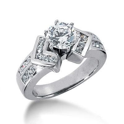 1.51 Carat Genuine Diamonds Engagement Fancy Ring White Gold 14K