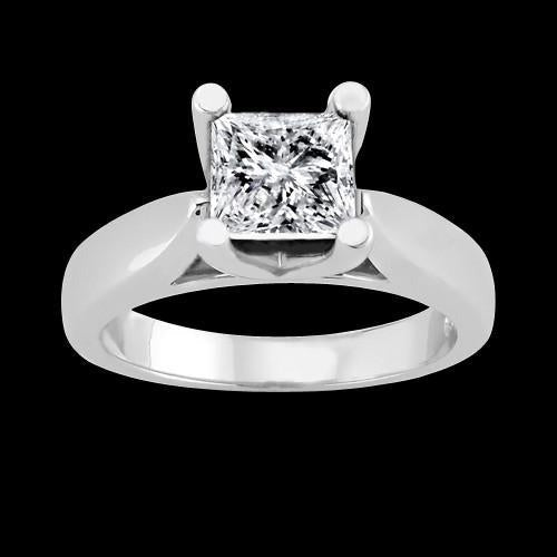 1.51 Carat Princess Real Diamond Solitaire Ring 4 Prong Setting White Gold - Solitaire Ring-harrychadent.ca