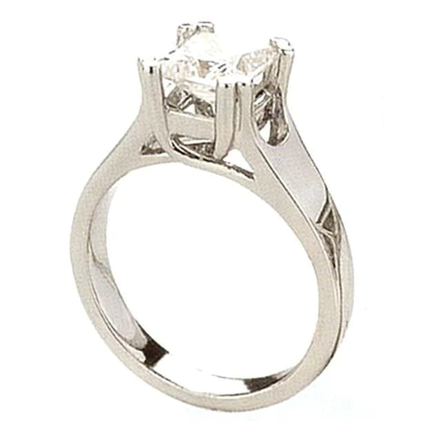 1.51 Carat Princess Solitaire Real Diamond Ring Engagement