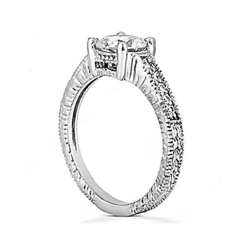 1.51 Carat Real Diamond Solitaire With Accents Ring White Gold