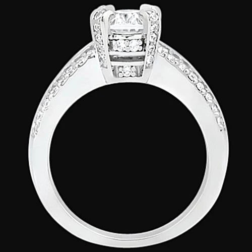 1.51 Carats Oval & Round Engagement Real Diamond Ring Pave Set Jewelry