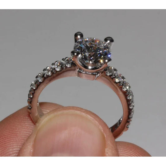 1.51 Carats Solitaire Real Diamond Engagement Ring White Gold 14K