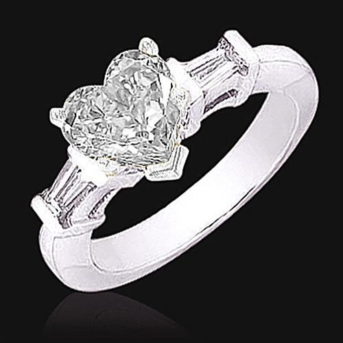 1.51 Ct. Heart Genuine Diamond Cut White Gold New Three Stone Ring