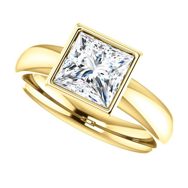 1.51 Ct. Sparkling Princess Real Diamond Solitaire Ring Bezel Set - Solitaire Ring-harrychadent.ca