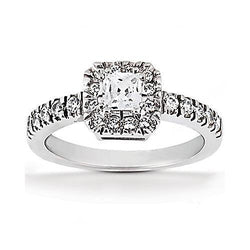 1.52 Carats Princess Real Diamond Halo Ring With Accents White Gold 14K