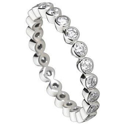 1.54 Ct Round Lab Grown Diamond Bezel Set Wedding Band 14K White Gold New