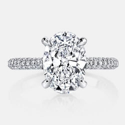 1.55 Carats Genuine Sparkling Oval Diamond Solitaire Ring With Accents