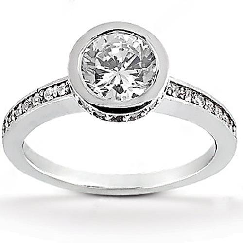 1.55 Ct. Hidden Halo Real Diamonds Women Engagement Ring With Accents