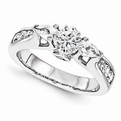 1.58 Carats Genuine Diamond Engagement Fancy Three Stone Style Ring White Gold