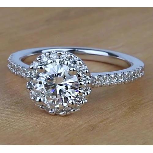 Halo Round Natural Diamond Engagement Ring