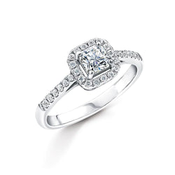 1.58 Carats Real Diamond Anniversary Ring Halo Prong Set White Gold 14K