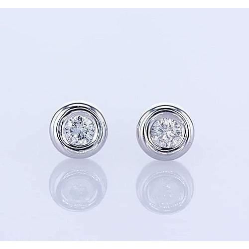 1.5 Carat Bezel Set Genuine Diamond Stud Earring