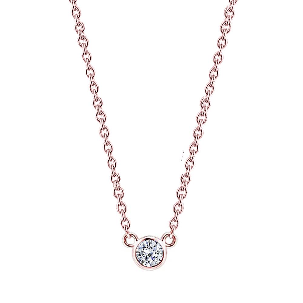 1.5 Carat Genuine Diamond 16 Or 18 Pendant Necklace Rose Gold Yard Bezel Set