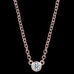 1.5 Carat Genuine Diamond 16 Or 18" Pendant Necklace Rose Gold Yard Bezel Set