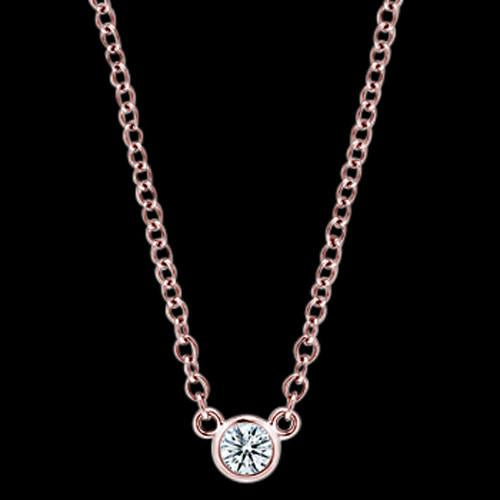 1.5 Carat Genuine Diamond 16 Or 18 Pendant Necklace Rose Gold Yard Bezel Set