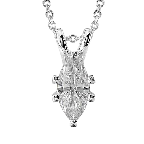 1.5 Carats Marquise Cut Real Diamond Ladies Necklace Pendant Gold 14K