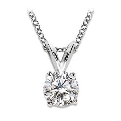 1.5 Carats Round Genuine Diamond Solitaire Pendant White Gold Women Jewelry