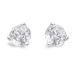 1.5 Carats Round Solitaire Real Diamond Stud Earring White Gold Prong Set