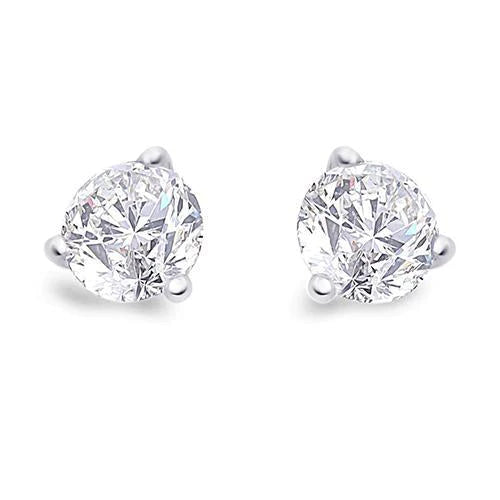 1.5 Carats Round Solitaire Real Diamond Stud Earring White Gold Prong Set