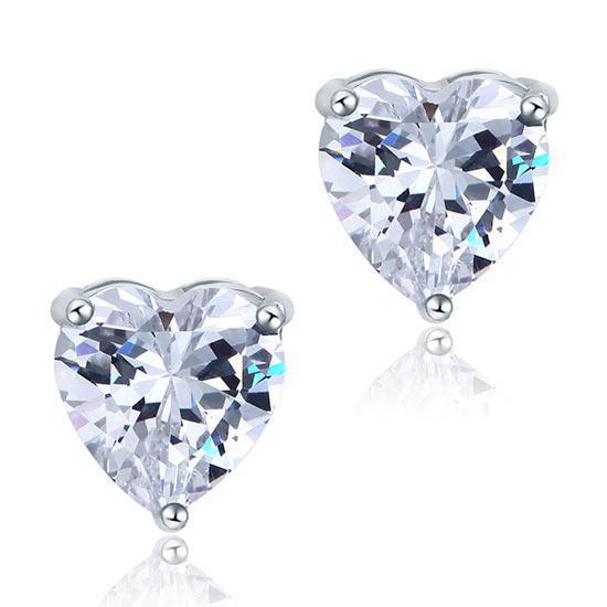 1.5 Ct Heart Cut Real Diamond Stud Earrings Solid White Gold Sparkling