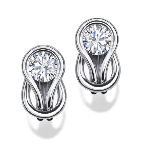1.5 Ct Round Bezel Set Natural Diamond Stud Earring White Gold Jewelry