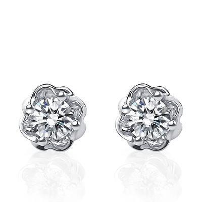 1.5 Ct Round Real Diamond Stud Earring 14K White Gold New