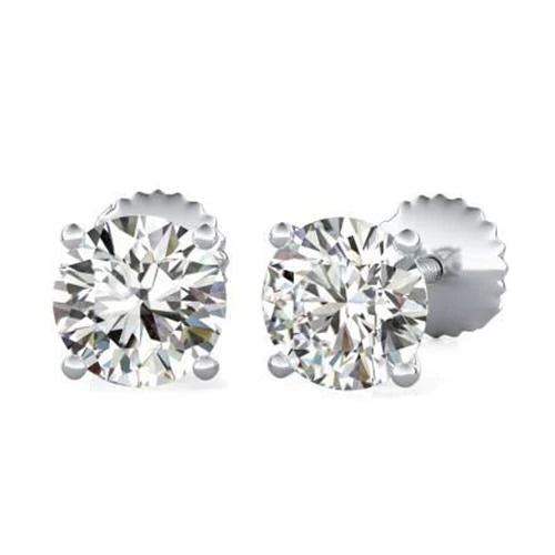 1.5 Ct Solitaire Round Prong Set Real Diamond Studs Earring