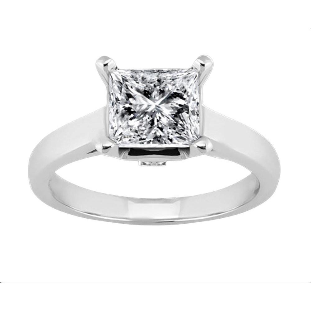 1.60 Carat Princess Solitaire Genuine Diamond Engagement Ring