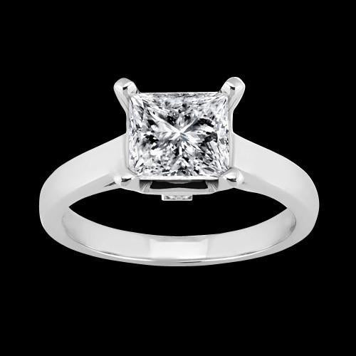 1.60 Carat Princess Solitaire Genuine Diamond Engagement Ring