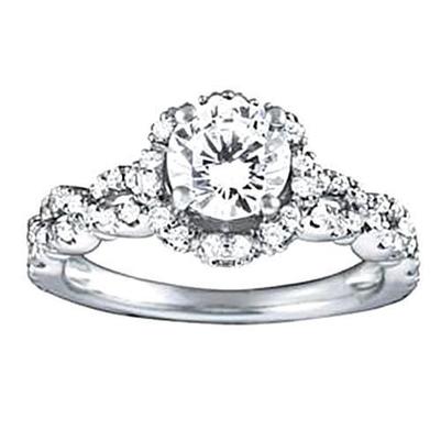 1.60 Carat Real Diamond Solitaire Ring With Accents White Gold 14K