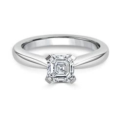 1.60 Carats Asscher Real Diamond Solitaire Ring 4 Prongs White Gold 14K