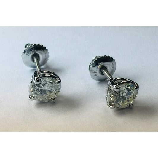 1.60 Carats Round Natural Diamond Stud Earrings