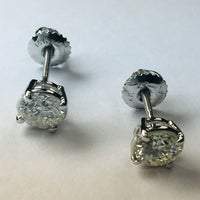 1.60 Carats Round Natural Diamond Stud Earrings