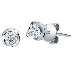 1.60 Carats Solitaire Round Genuine Diamond Studs Earrings White Gold 14K