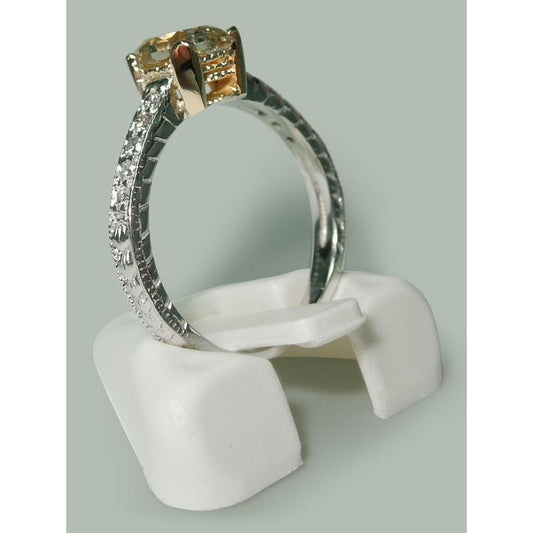 1.60 Ct Radiant & Round Real Diamonds Wedding Ring Two Tone Gold