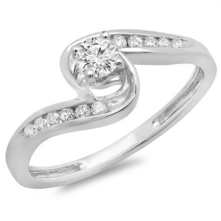 1.60 Ct Round Cut Real Diamonds Engagement Ring Split Shank - Solitaire Ring with Accents-harrychadent.ca