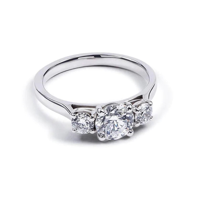 1.60 Ct Round Genuine Diamond 3 Stone Engagement Ring Solid White Gold 14K