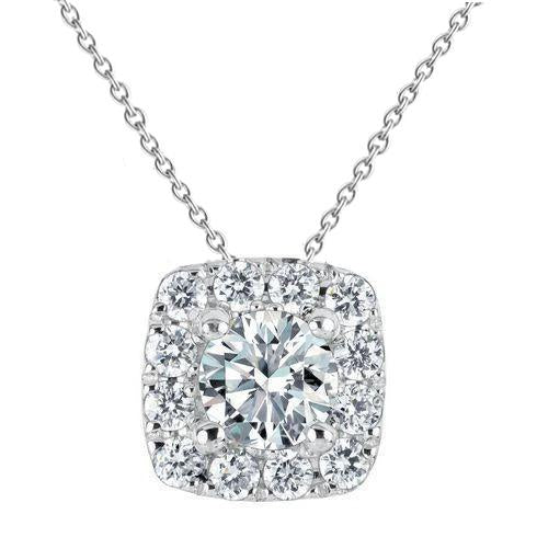 1.60 Ct Round Halo Genuine Diamond Necklace Pendant