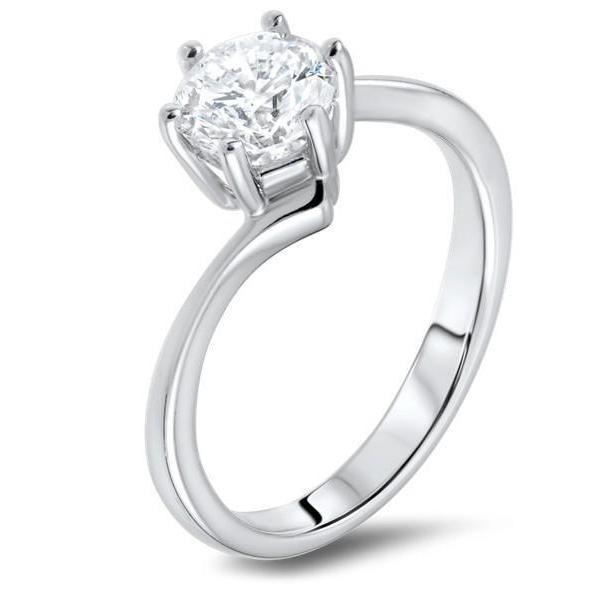 1.60 Ct Solitaire White Gold Round Cut Real Diamond Wedding Ring